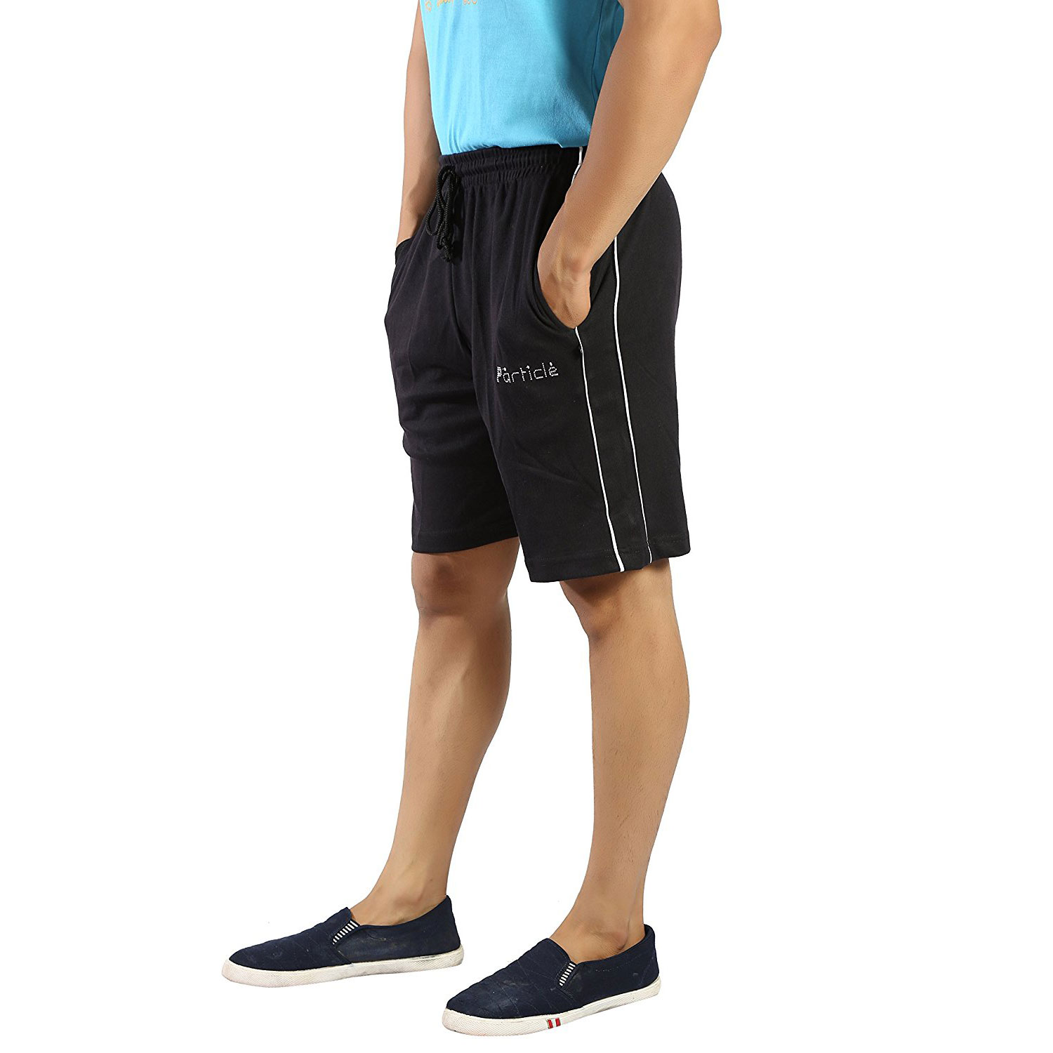  Particle Shorts - Mens Half Pants Cotton Casual Regular Fit Black Shorts