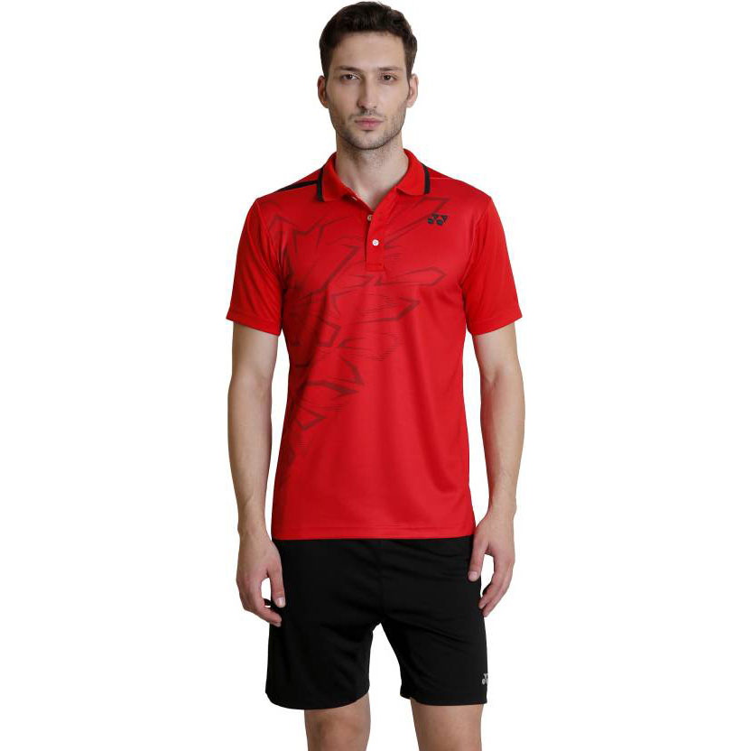  Yonex Printed Men's Polo Neck Red T-Shirt