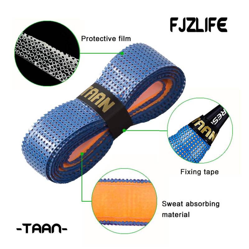  FJZLIFE Badminton Racket Grip in The TAAN Series-Colorful -Perforated Super Absorbent-Ultra Cushion Replacement Badminton Overgrip for Tennis