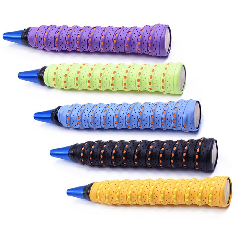  Sopear 5pcs Assorted Colors Perforated Anti Slip Sweatband Super Absorbent Tennis Badminton Racket Overgrips Grips Tapes