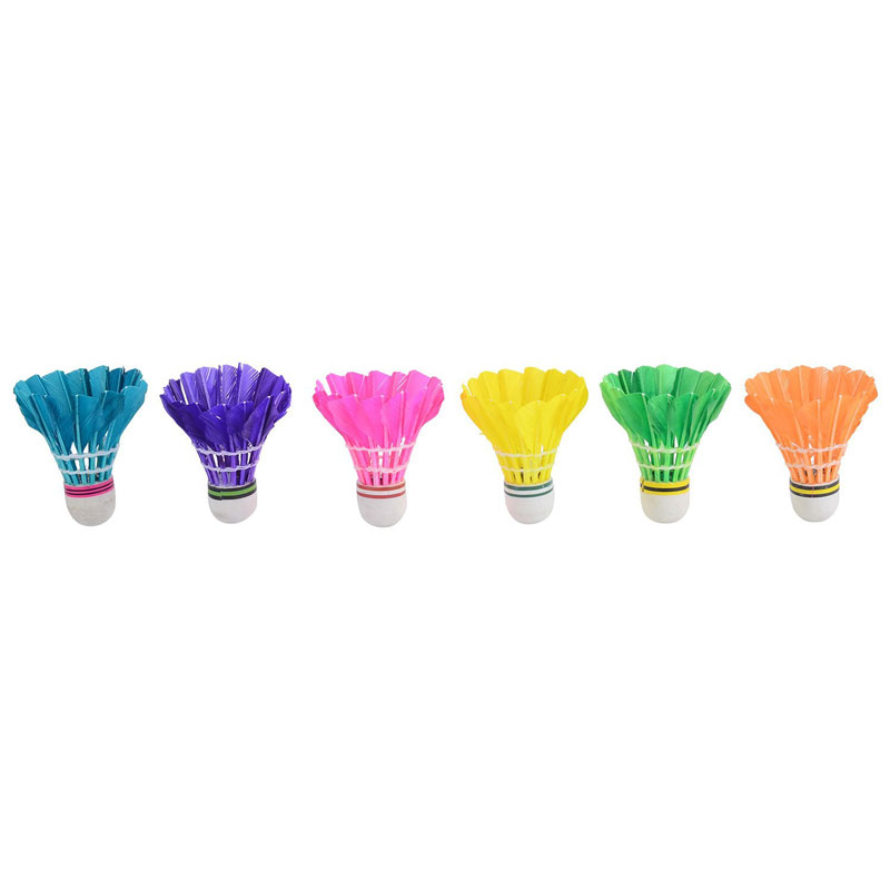  NRG Feather Shuttlecock, Pack of 6 (Multi-Coloured)