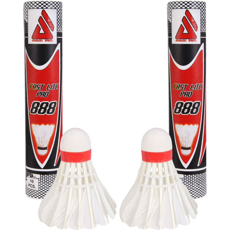  AS Fast Lite Pro - 888 Feather Shuttle - White  (Medium, 77, Pack of 2)