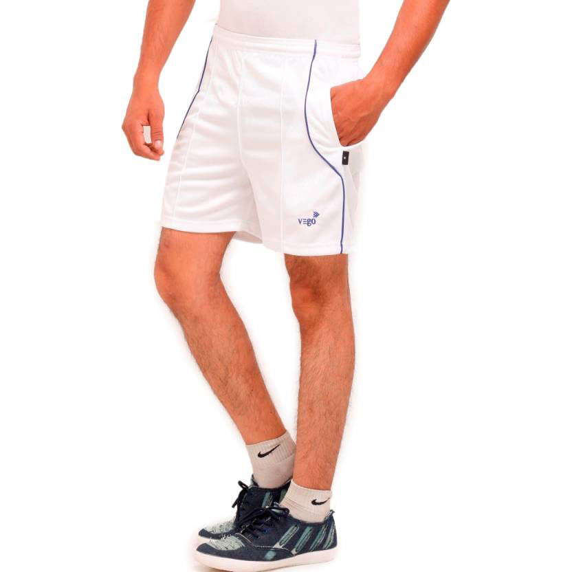  Vego Self Design Men's White Sports Shorts