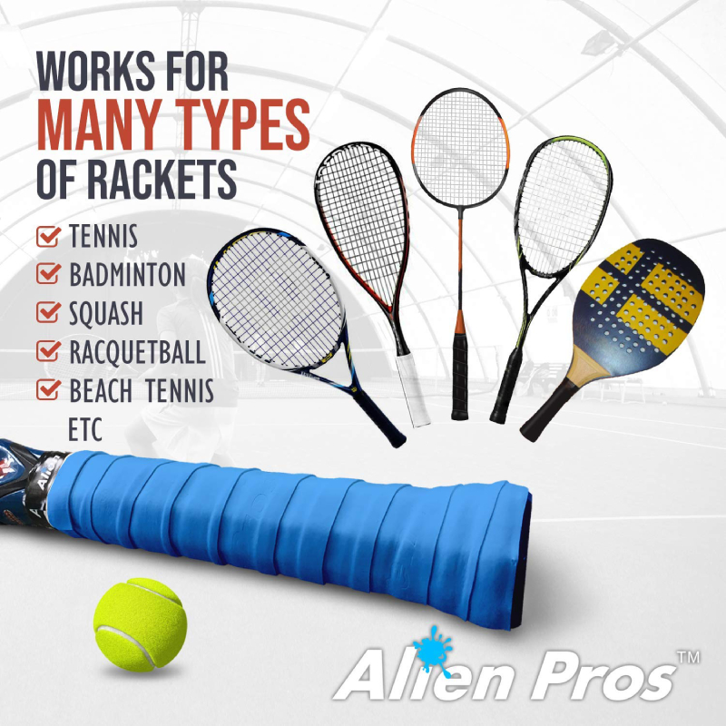 Alien Pros Tennis Racket Grip Tape (12 Grips) – Precut and Dry Feel Tennis Grip – Tennis Overgrip Grip Tape Tennis Racket – Wrap Your Racquet for High Performance
