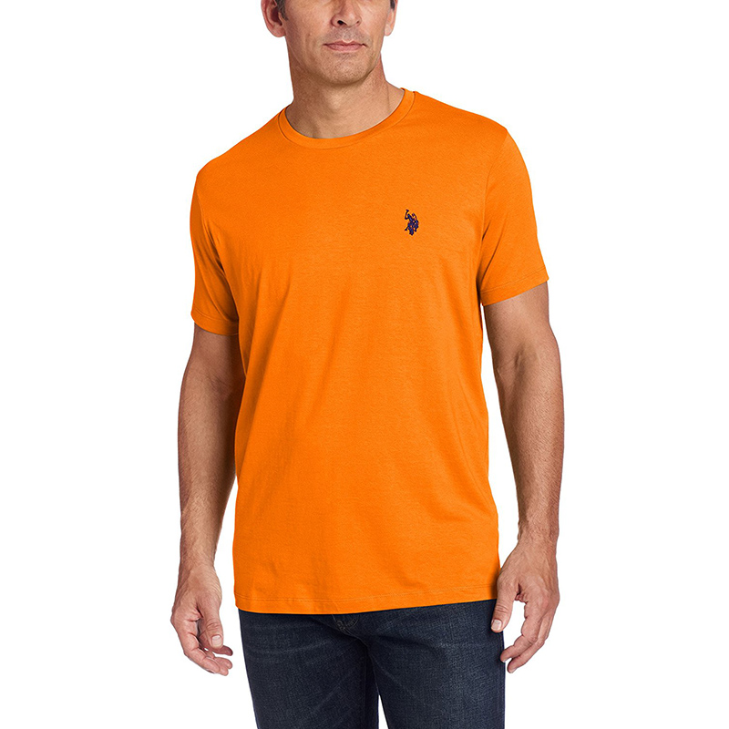 U.S. Polo Assn. Men's Crew Neck Small Pony T-Shirt, Orange Sunset