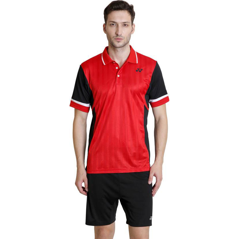  Yonex Solid Men's Polo Neck Red T-Shirt