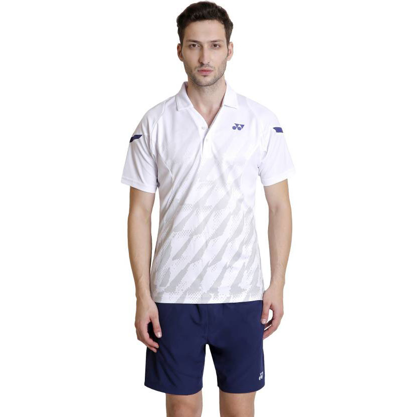  Yonex Self Design Men's Polo Neck White T-Shirt