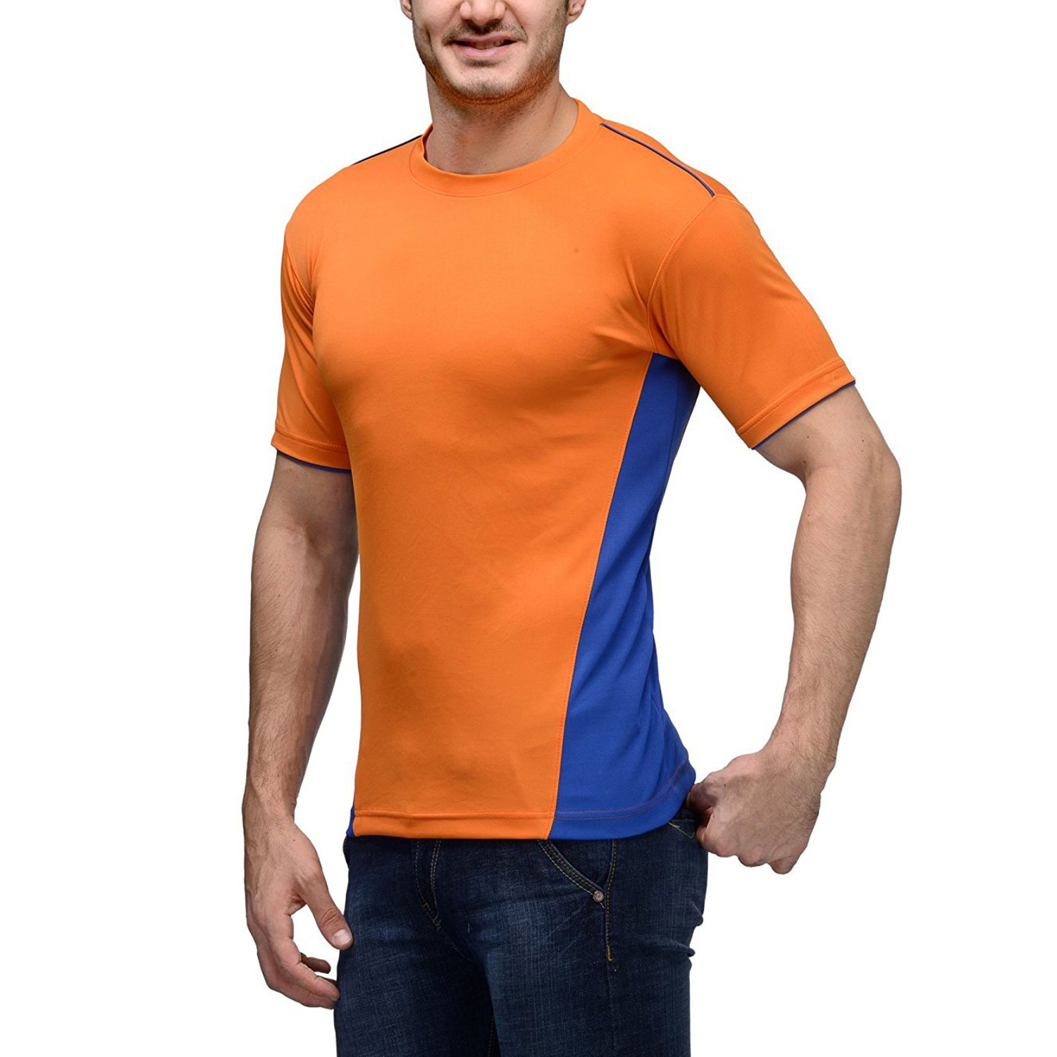 Scott Men's Jersey Round Neck Sports Dryfit T-shirt - Orange 