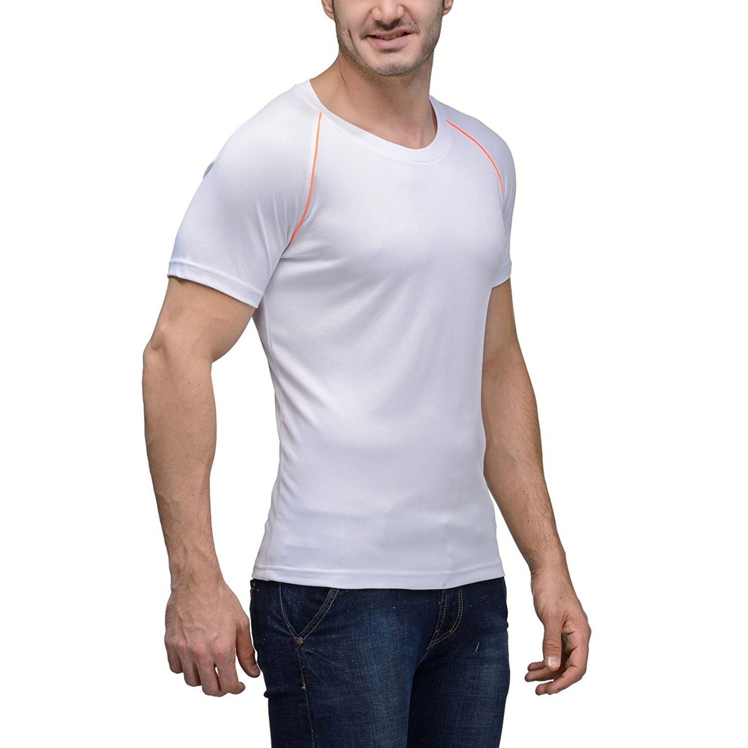   Scott Men's Jersey Round Neck Sports Dryfit T-shirt - White